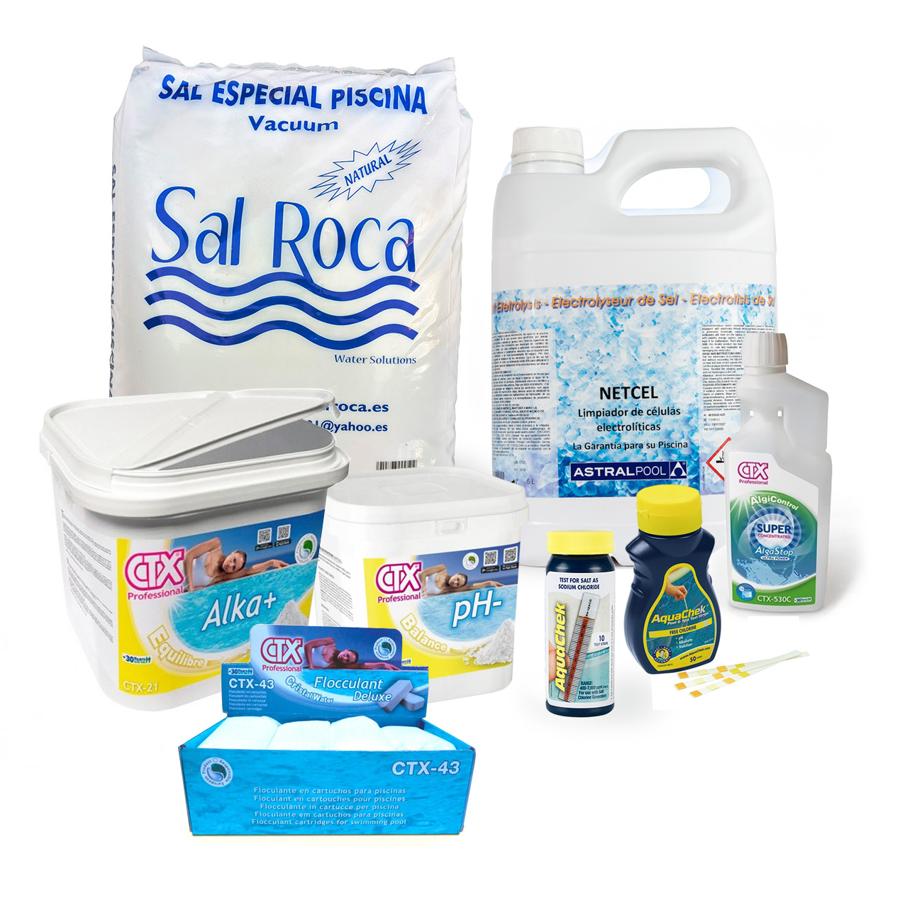 Pack Inicio de Temporada para Piscinas depuradas con clorador salino (8 productos)